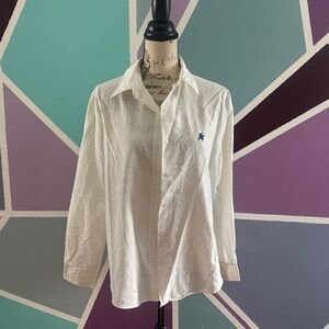 Elegant White Men's Shirt with Blue Accent